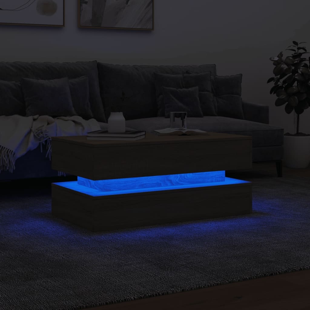 VidaXL Salontafel met LED-verlichting 90x50x40 cm sonoma eikenkleurig