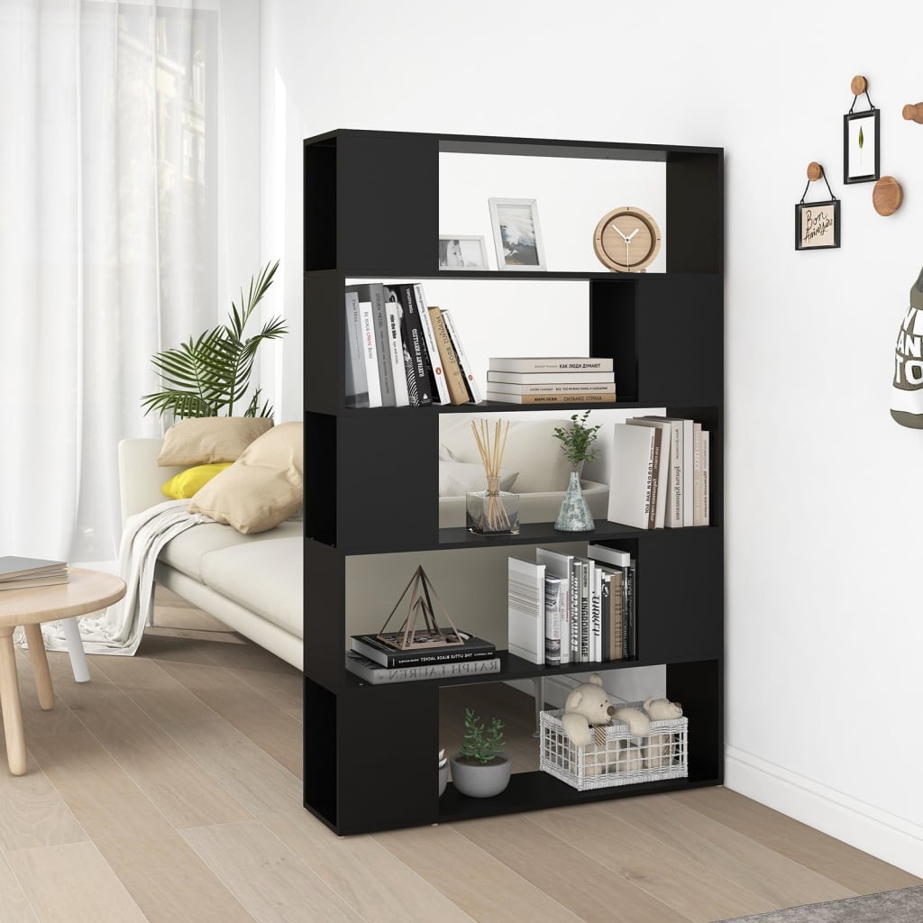 vidaXL Boekenkast/kamerscherm 100x24x155 cm spaanplaat zwart