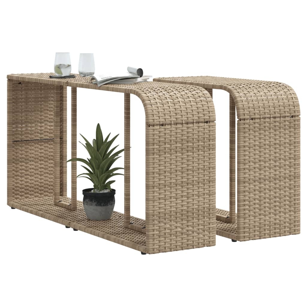 vidaXL Opbergschappen 2 st poly rattan beige