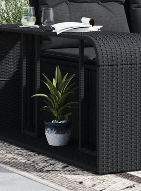 vidaXL Opbergschappen 2 st poly rattan zwart