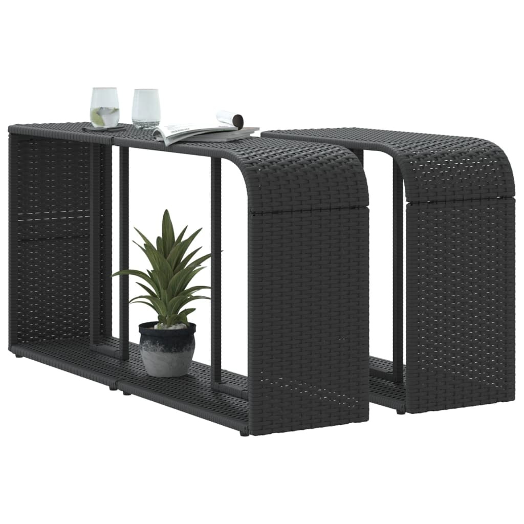 vidaXL Opbergschappen 2 st poly rattan zwart