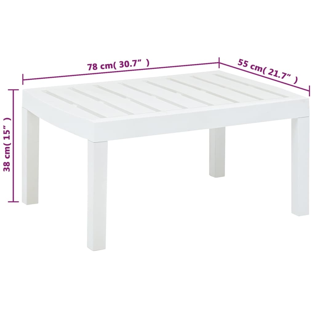 vidaXL Tuintafel 78x55x38 cm kunststof wit