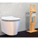 vidaXL Toiletset toiletrol- en toiletborstelhouder 30x21x82 cm bamboe