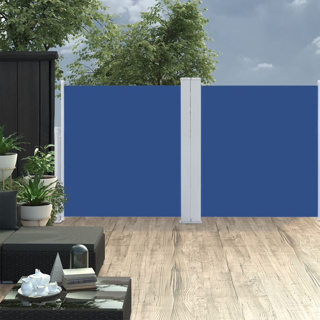 vidaXL Windscherm uittrekbaar 100x600 cm blauw