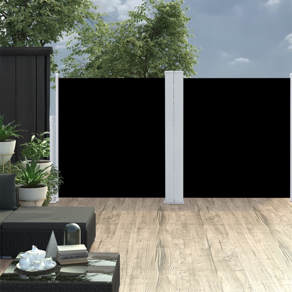 vidaXL Windscherm uittrekbaar 100x600 cm zwart