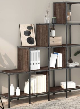 VidaXL Boekenkast 122x30x132 cm bewerkt hout en metaal bruin eiken