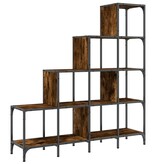 vidaXL Boekenkast 122x30x132 cm bewerkt hout en metaal gerookt eiken