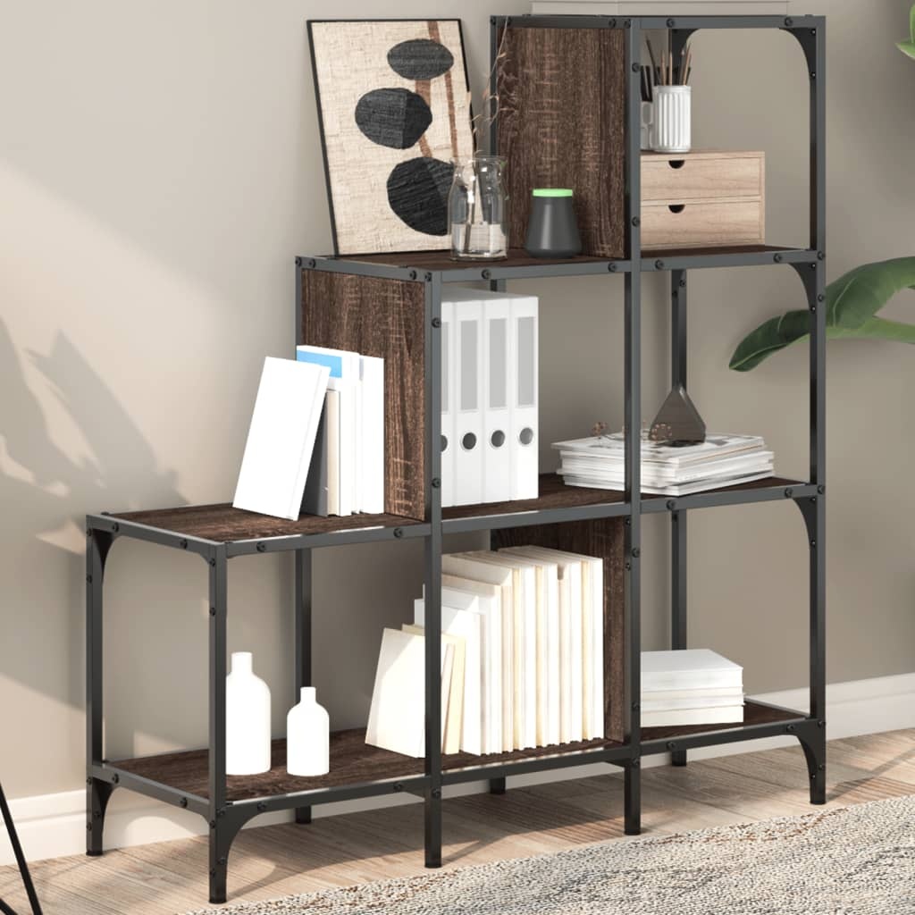 VidaXL Boekenkast 92x30x102 cm bewerkt hout en metaal bruin eiken