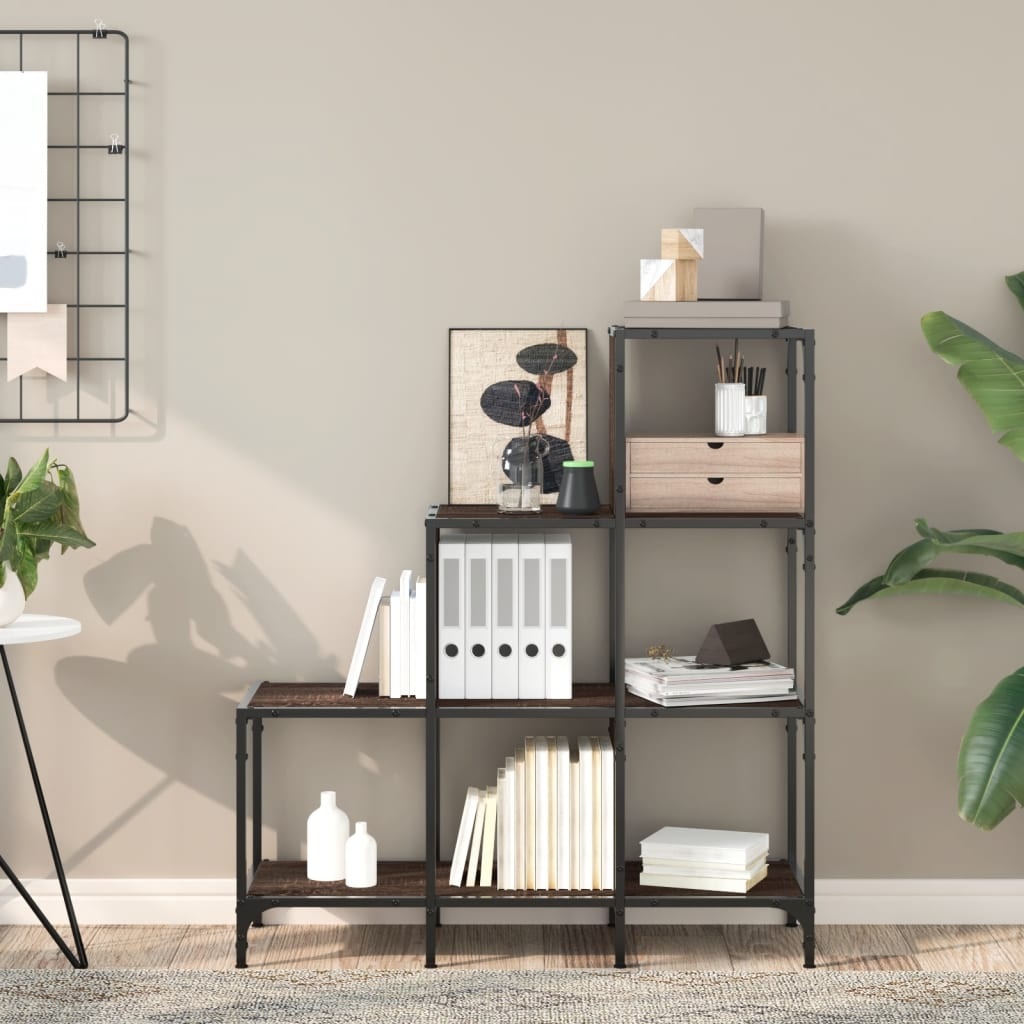 VidaXL Boekenkast 92x30x102 cm bewerkt hout en metaal bruin eiken