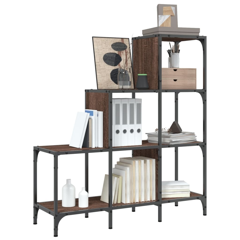 VidaXL Boekenkast 92x30x102 cm bewerkt hout en metaal bruin eiken