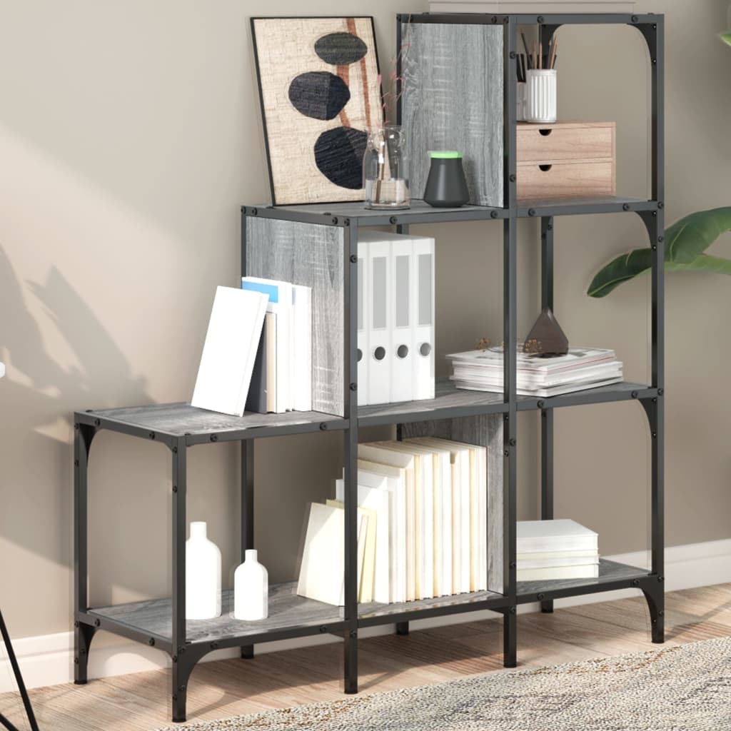 VidaXL Boekenkast 92x30x102 cm bewerkt hout en metaal grijs sonoma