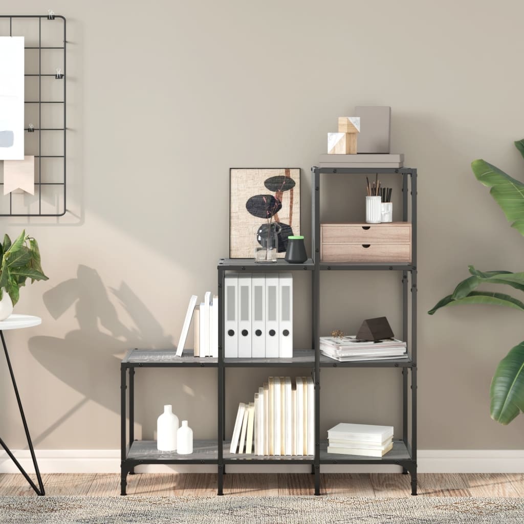 VidaXL Boekenkast 92x30x102 cm bewerkt hout en metaal grijs sonoma