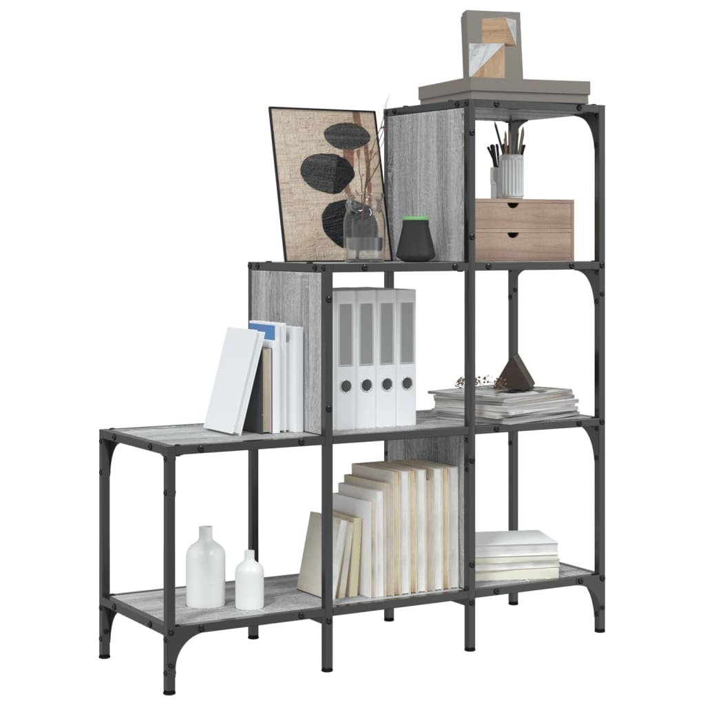 VidaXL Boekenkast 92x30x102 cm bewerkt hout en metaal grijs sonoma