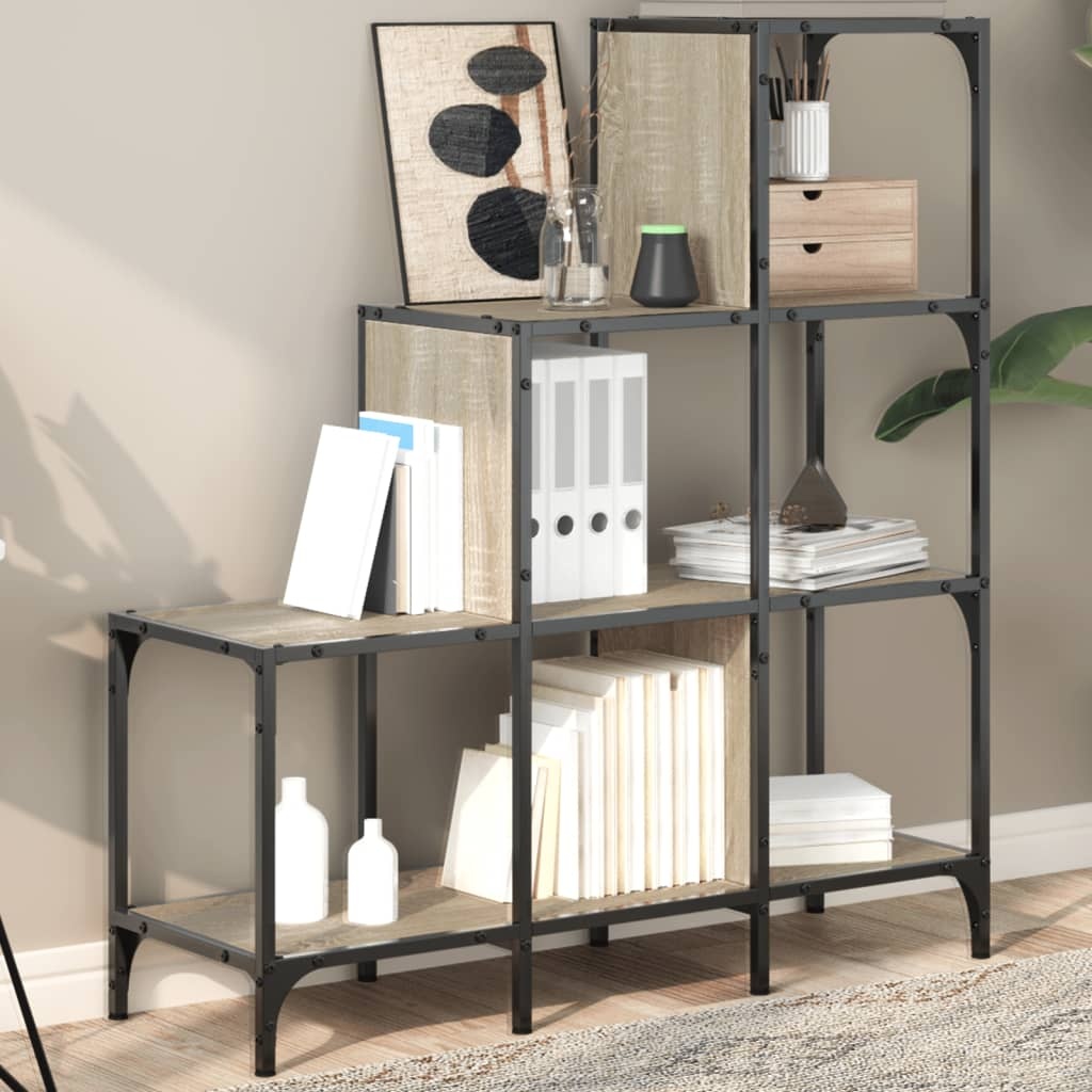 VidaXL Boekenkast 92x30x102 cm bewerkt hout en metaal sonoma eiken