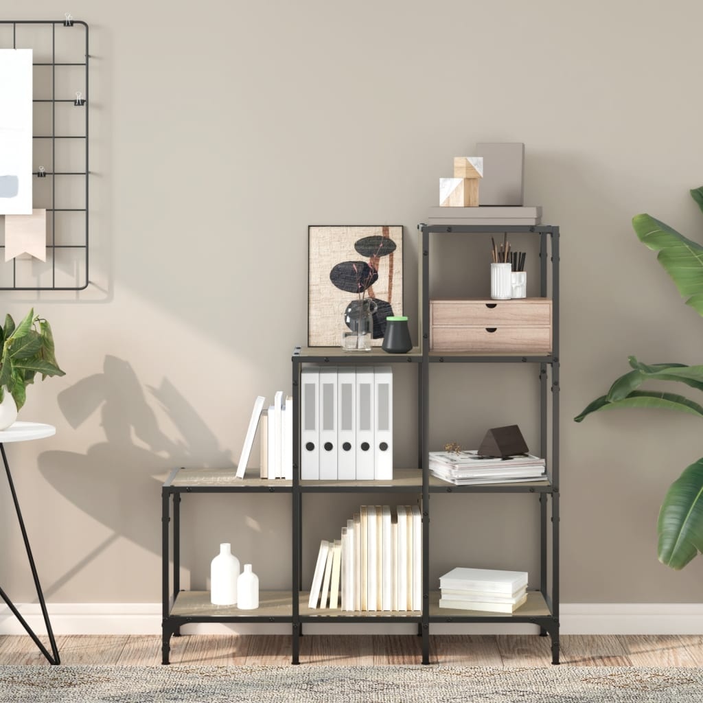 VidaXL Boekenkast 92x30x102 cm bewerkt hout en metaal sonoma eiken
