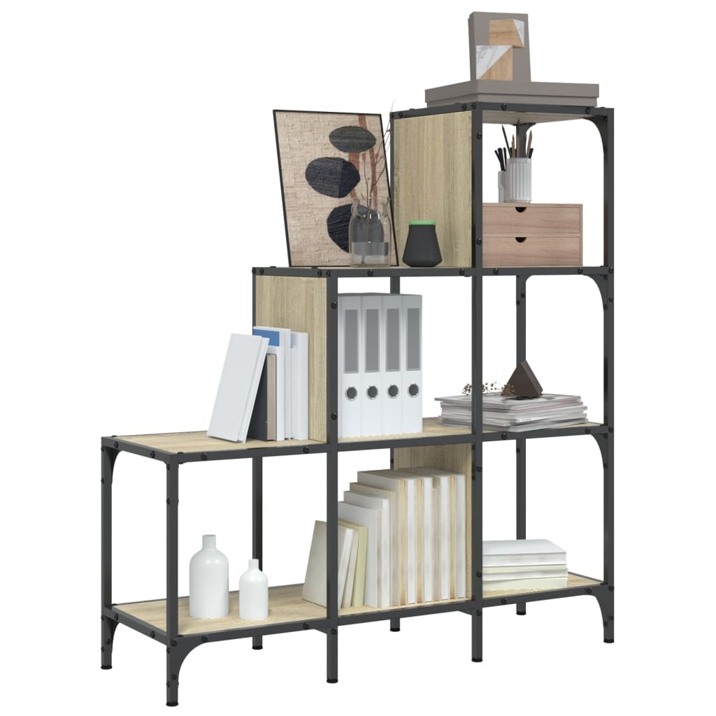 VidaXL Boekenkast 92x30x102 cm bewerkt hout en metaal sonoma eiken