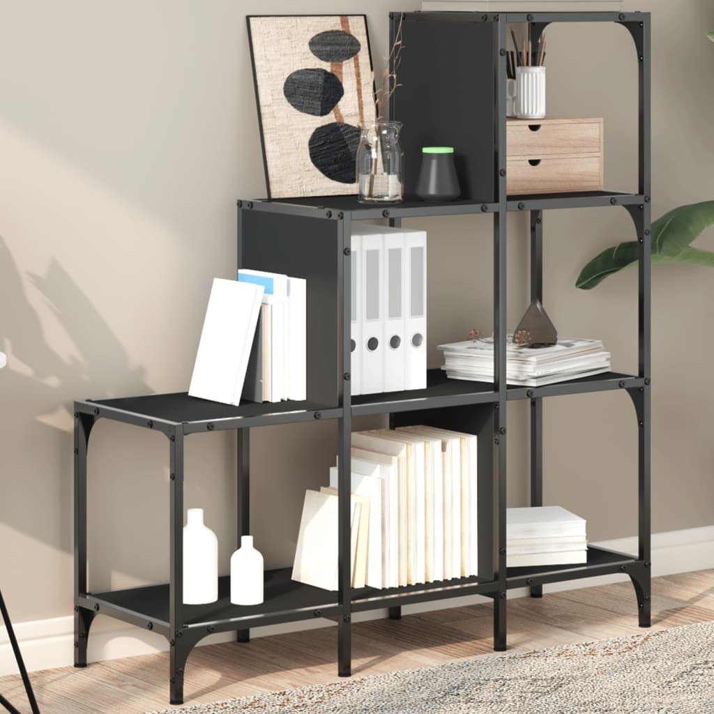 VidaXL Boekenkast 92x30x102 cm bewerkt hout en metaal zwart