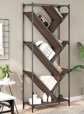 VidaXL Boekenkast 79x30x180 cm bewerkt hout en metaal bruin eiken