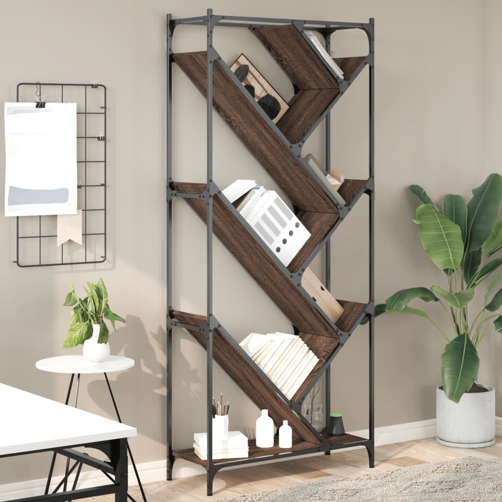VidaXL Boekenkast 79x30x180 cm bewerkt hout en metaal bruin eiken