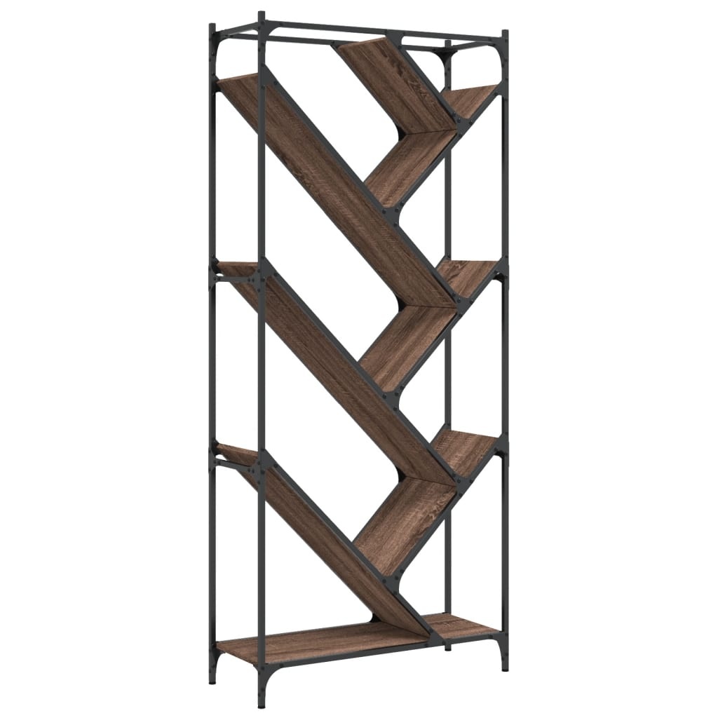 VidaXL Boekenkast 79x30x180 cm bewerkt hout en metaal bruin eiken