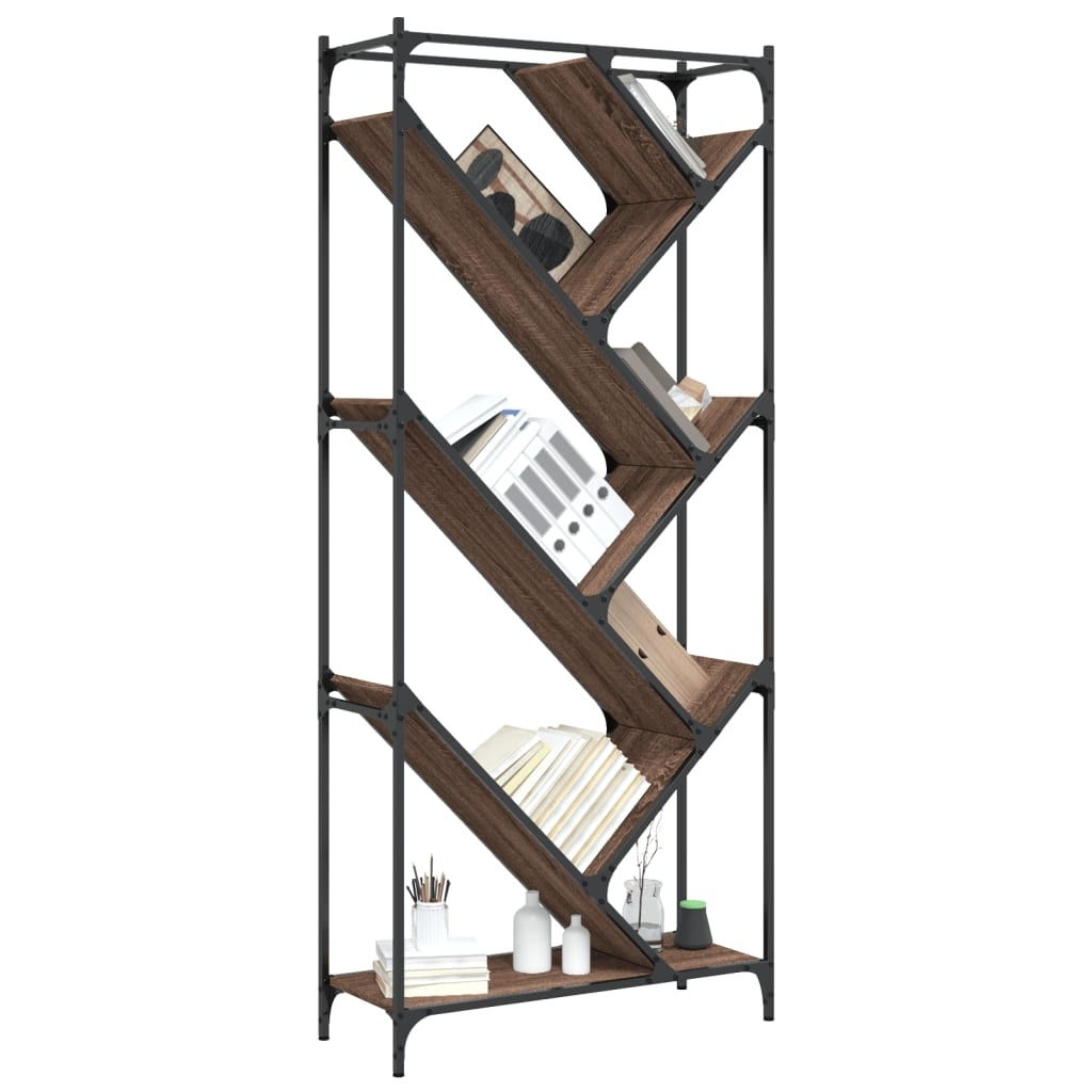 VidaXL Boekenkast 79x30x180 cm bewerkt hout en metaal bruin eiken