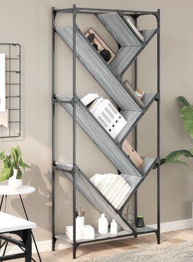 VidaXL Boekenkast 79x30x180 cm bewerkt hout en metaal grijs sonoma