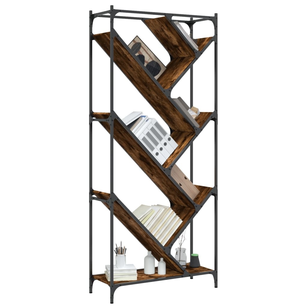 VidaXL Boekenkast 79x30x180 cm bewerkt hout en metaal gerookt eiken