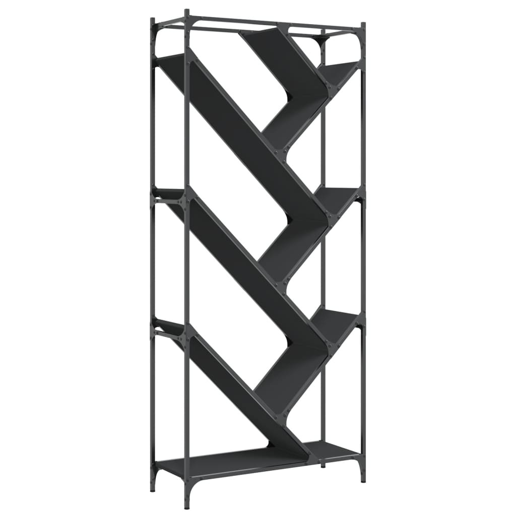 VidaXL Boekenkast 79x30x180 cm bewerkt hout en metaal zwart