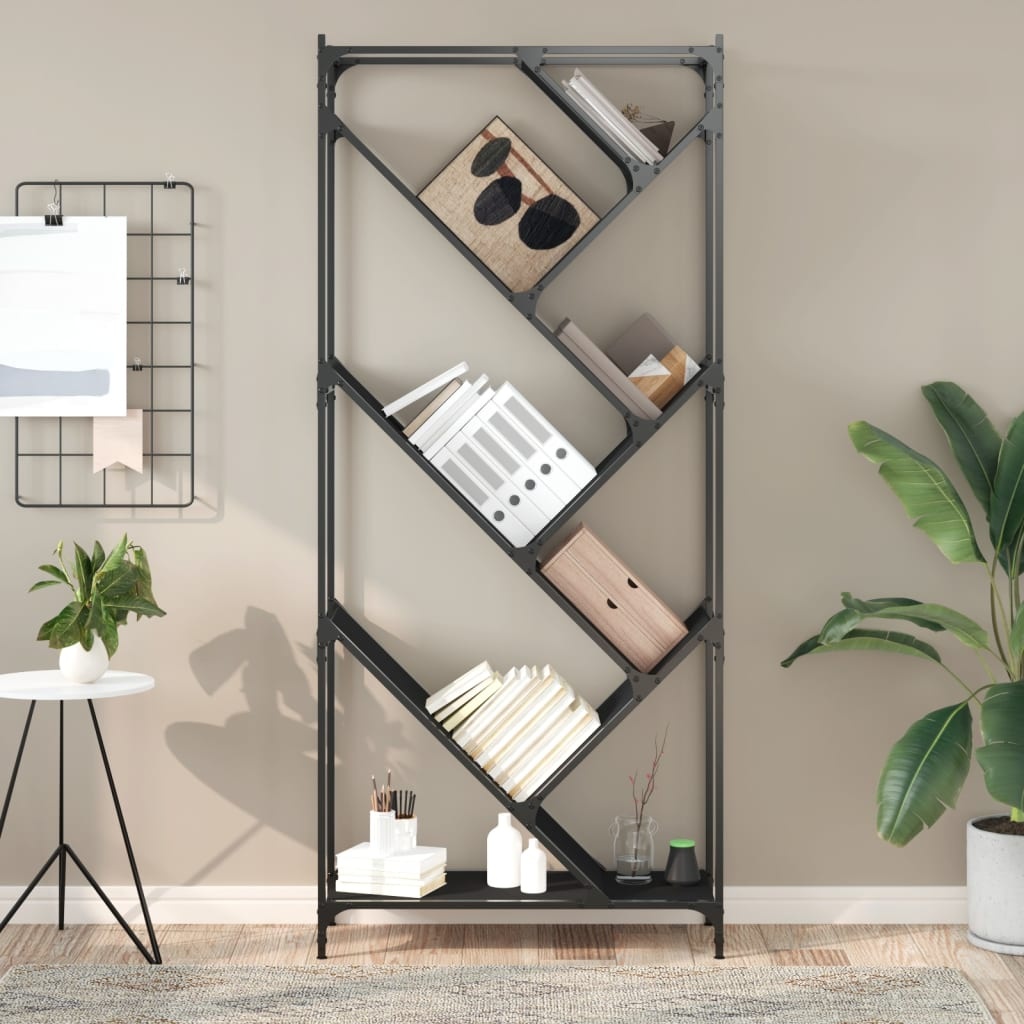 VidaXL Boekenkast 79x30x180 cm bewerkt hout en metaal zwart