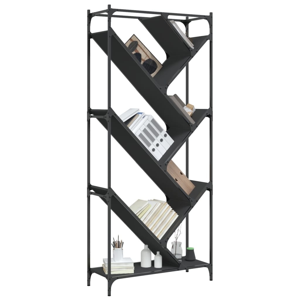 VidaXL Boekenkast 79x30x180 cm bewerkt hout en metaal zwart