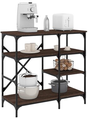 VidaXL Bakkersrek 90x40x84 cm bewerkt hout en metaal bruin eikenkleur