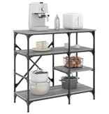 VidaXL Bakkersrek 90x40x84 cm bewerkt hout en metaal grijs sonoma
