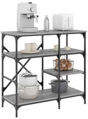 VidaXL Bakkersrek 90x40x84 cm bewerkt hout en metaal grijs sonoma