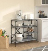 vidaXL Bakkersrek 90x40x84 cm bewerkt hout en metaal grijs sonoma