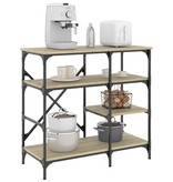 VidaXL Bakkersrek 90x40x84 cm bewerkt hout en metaal sonoma eiken