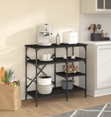 vidaXL Bakkersrek 90x40x84 cm bewerkt hout en metaal zwart