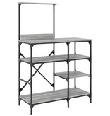 VidaXL Bakkersrek 90x40x132 cm bewerkt hout en metaal grijs sonoma