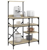 VidaXL Bakkersrek 90x40x132 cm bewerkt hout en metaal sonoma eiken