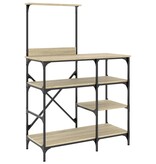 VidaXL Bakkersrek 90x40x132 cm bewerkt hout en metaal sonoma eiken