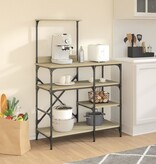 VidaXL Bakkersrek 90x40x132 cm bewerkt hout en metaal sonoma eiken