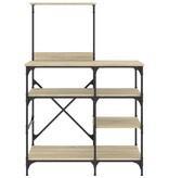 VidaXL Bakkersrek 90x40x132 cm bewerkt hout en metaal sonoma eiken