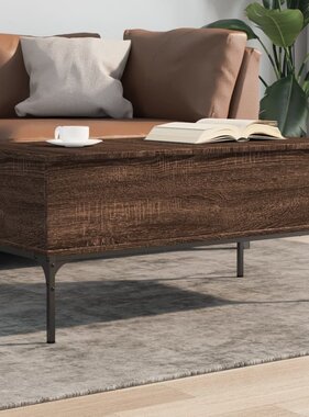 VidaXL Salontafel 100x50x45 cm bewerkt hout en metaal bruin eikenkleur