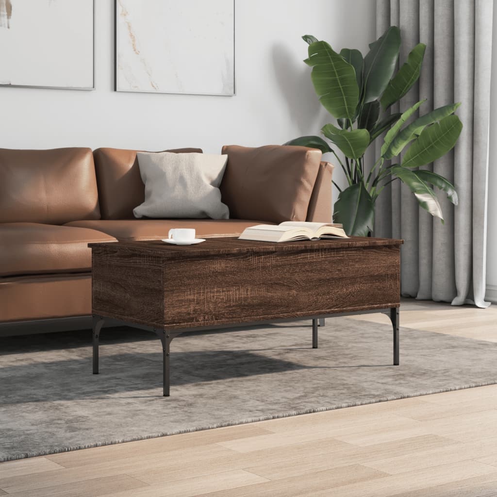 VidaXL Salontafel 100x50x45 cm bewerkt hout en metaal bruin eikenkleur