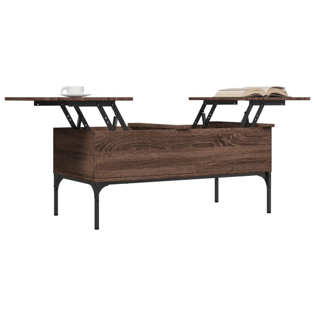 VidaXL Salontafel 100x50x45 cm bewerkt hout en metaal bruin eikenkleur