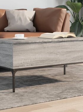 VidaXL Salontafel 100x50x45 cm bewerkt hout en metaal grijs sonoma