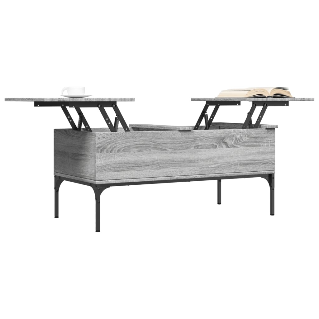 VidaXL Salontafel 100x50x45 cm bewerkt hout en metaal grijs sonoma