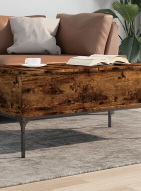 VidaXL Salontafel 100x50x45 cm bewerkt hout en metaal gerookt eiken