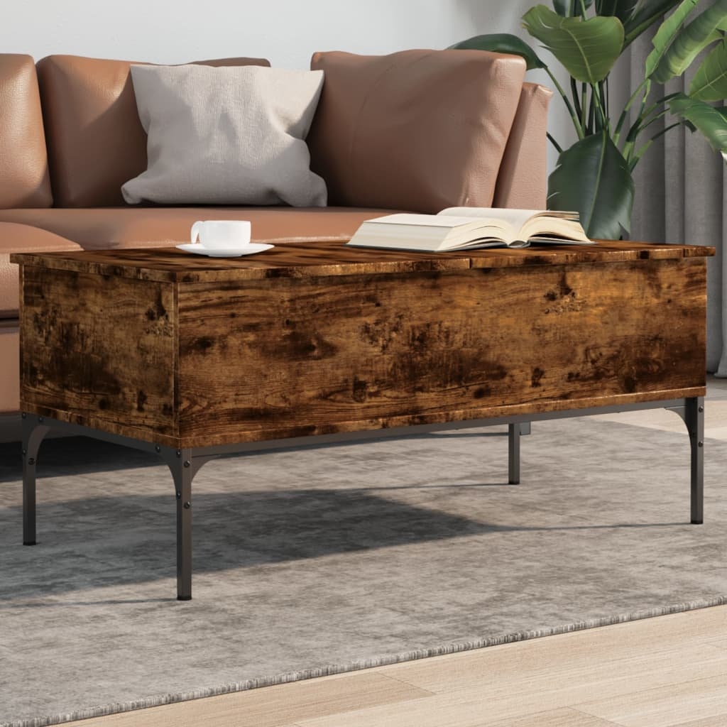 VidaXL Salontafel 100x50x45 cm bewerkt hout en metaal gerookt eiken