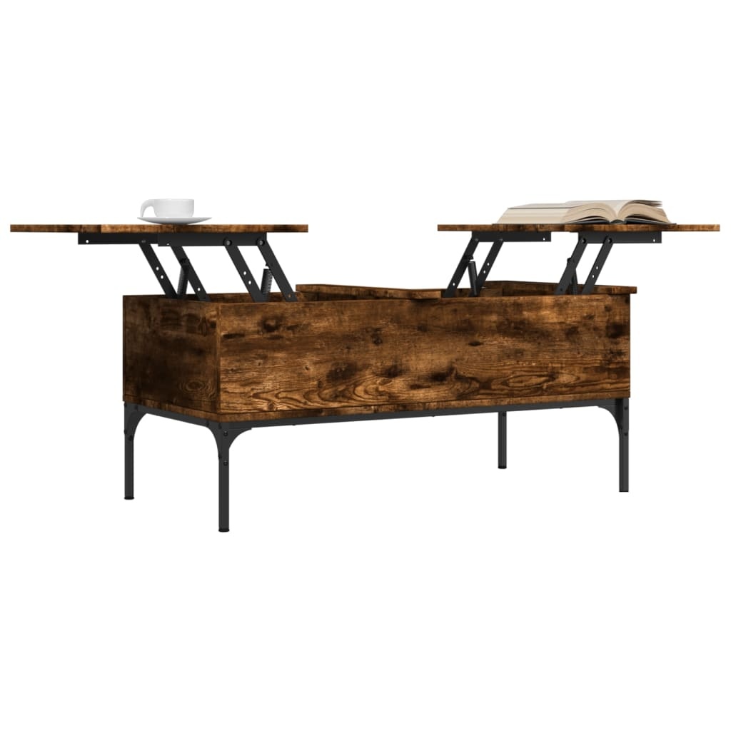 VidaXL Salontafel 100x50x45 cm bewerkt hout en metaal gerookt eiken