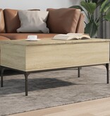 VidaXL Salontafel 100x50x45 cm bewerkt hout en metaal sonoma eiken